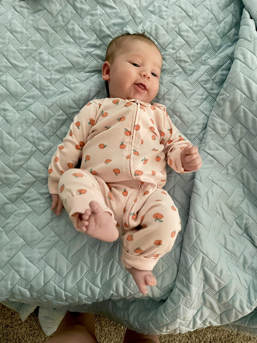 Why is my 2mo baby in a 6mo onesie?? She’s not even crazy big, just chunky 🥺