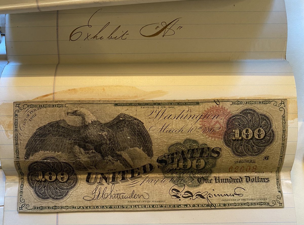 CivilWarJon's tweet photo. This counterfeit $100 bill was passed at a Memphis brothel called the Iron Clad in September 1864. @USNatArchives #OurLittleMonitor @monitorkitty https://t.co/WCCktorfUX