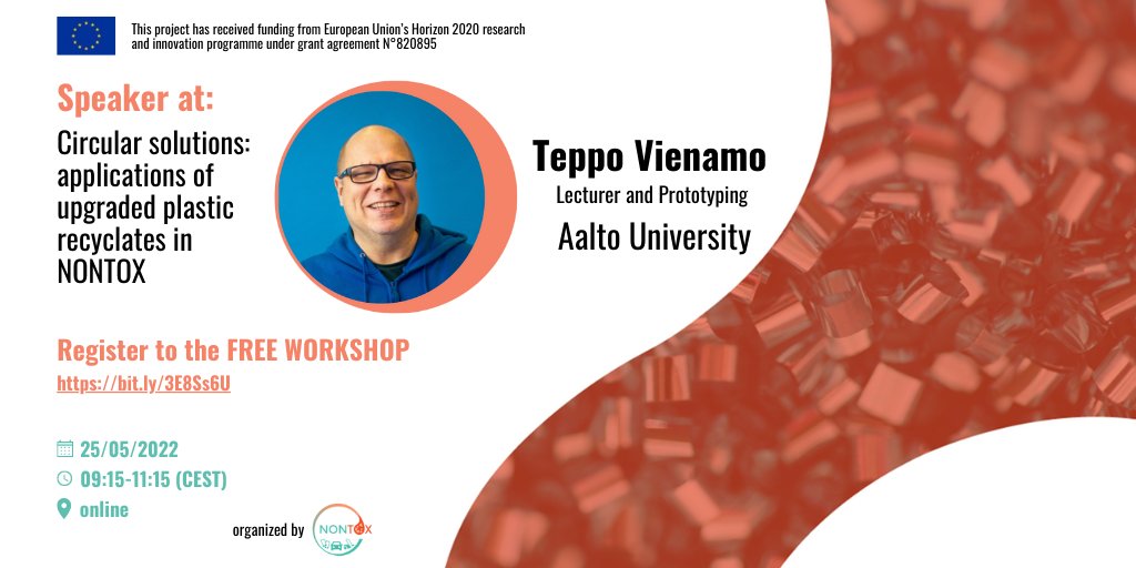 NontoxProject's tweet image. 📌FREE WORKSHOP - MAY 25 2022
@NontoxProject
 is pleased to introduce you the speakers of the workshop “Circular solutions: applications of upgraded #plastic recyclates in NONTOX” to be held on 25th May, 09:15-11:15 (CEST). #H2020 

For registration:
👉 bit.ly/3E8Ss6U