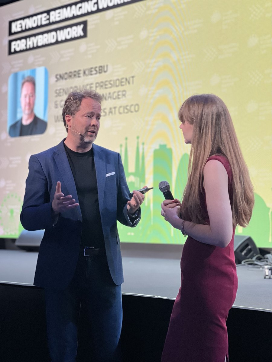 KjesbuSnorre's tweet photo. We can make #HybridWork better than work has ever been before. Thanks #ISE2022 for having me at the #SmartWorkplaces Summit! 

Did you miss @Webex at #SWS2022 ? You can still see #WebexDevices in action at Hall 2, Booth 2K100. https://t.co/cwlhzgxZUJ