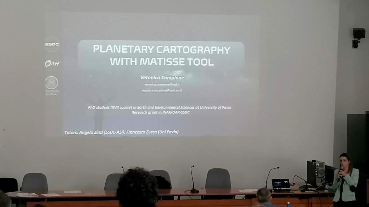 Si è svolto oggi lo 'Student’s Day @ @INAF_OAR'. Tra i dottorandi che hanno presentato i loro progetti c'era anche Veronica Camplone di SSDC, che ha parlato dei futuri sviluppo del tool #MATISSE legati alla cartografia geologica planetaria