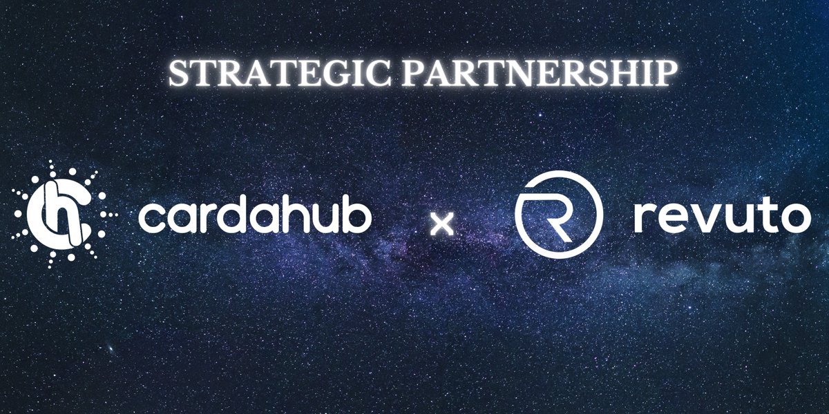 cardahubio's tweet photo. We are excited to announce our new Strategic Partnership - @get_revuto 🥳🥳
Users can soon:
1️⃣List/Buy NFTs with $REVU on Cardahub Marketplace
2️⃣Mint Revuto's unique NFTs using Cardahub's service
3️⃣Experience Revuto NFT Marketplace on Cardahub
Read more 👇
https://t.co/R70F3ms2Wl https://t.co/4dnXU2Q58B