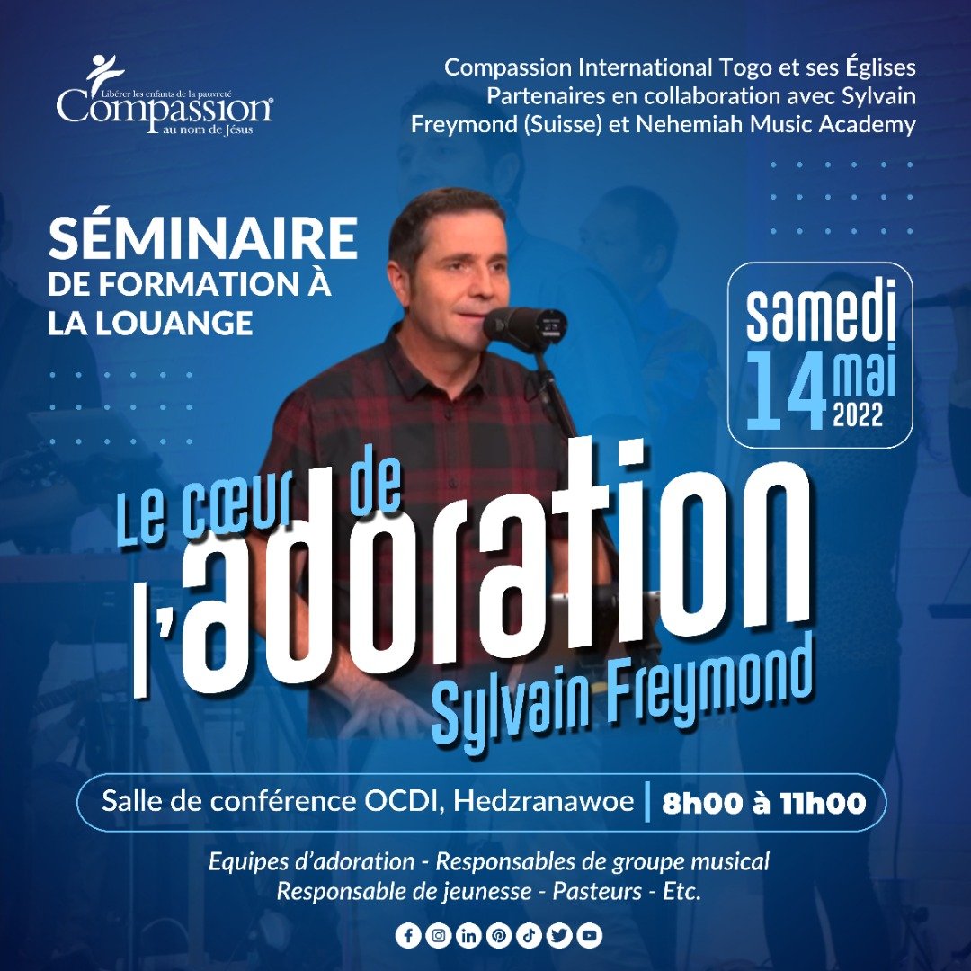 MawuenaAbotchi's tweet photo. Nous organisons cette rencontre avec l'Expérimenté #SylvainFreymond pour un partage musical exceptionnel ce 14 mai à l'#OCDI suivi d'un concert avec les jeunes du programme de @Compassion l'après-midi à l'église Baptiste le Roger.
#compassion #SylvainFreymond
#adoration https://t.co/RrN77eA4vj