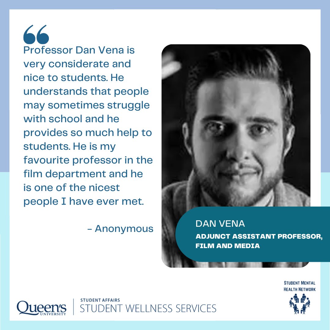 Twice nominated Superstar Champion for Mental Health, Dan Vena. Thank you for all that you do to support student mental health and wellbeing. Click the link in the bio to hear what this Queen's community member has to say about student mental health. #studentmentalhealth #queensu
