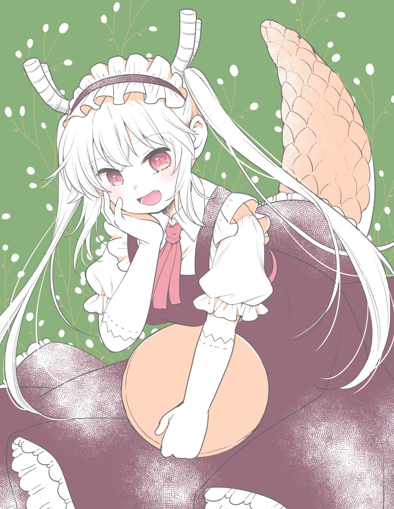 tohru (maidragon) 1girl tail horns solo dragon tail twintails dragon girl  illustration images