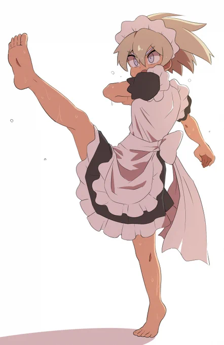 メイド姿で特訓するサイトウちゃん 