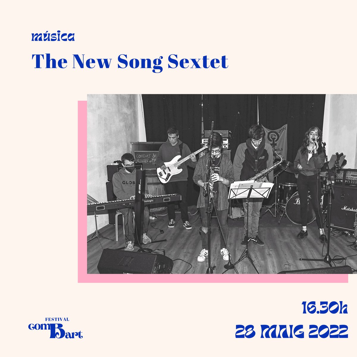 combartfestival's tweet photo. 💐🪐 The New Song Sextet és un grup format per sis joves músics del Conservatori del Liceu. Amb el jazz com a punt de partida, versionen temes de la Nova Cançó Catalana, així com poemes i altres tonades populars.

🎫 Entrades a la venda a partir del 16 de maig! https://t.co/ufm4bFl9NW