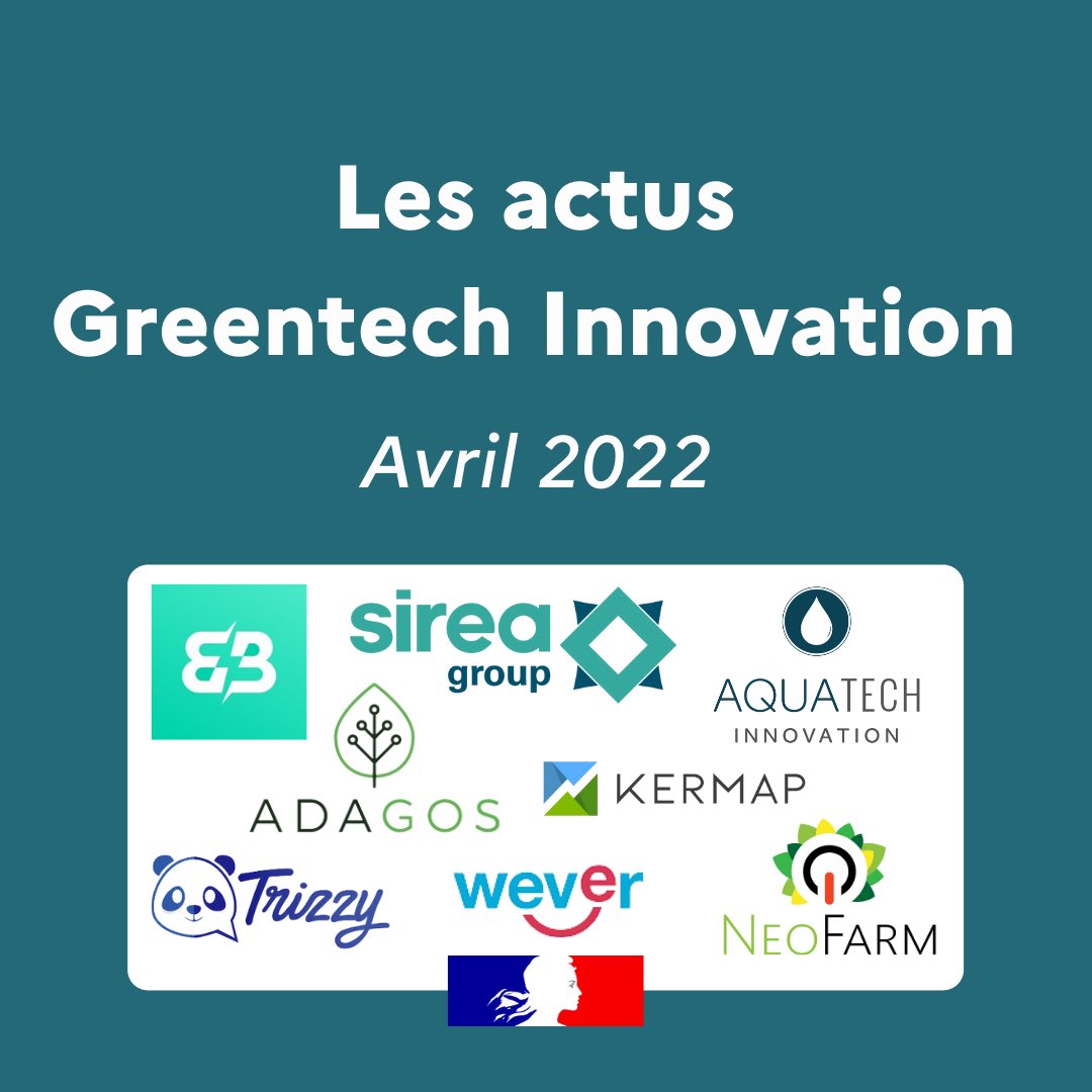 GreentechInno's tweet photo. 1/3 
🗞 Les Actus Greentech Innovation - Avril 2022

📌 Retrouvez un récapitulatif des principaux temps forts des start-up et PME labellisées Greentech Innovation !

#actualités #innovation #greentech #greentechinnovation https://t.co/s68ZN5eS72