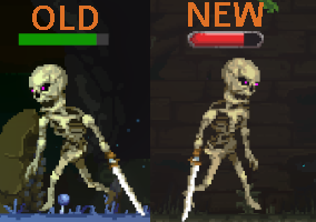 AnAmazingWizard's tweet photo. What do you think about new Health Bar design? It's time to change whole UI.
#pixelart #gamedev #indiedev #roguelike #ドット絵 https://t.co/w0bobqlAS0