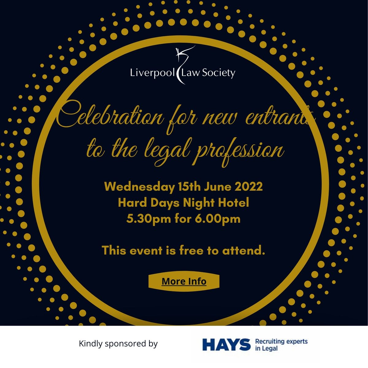LpoolLawSociety's tweet photo. Calling all local newly qualified solicitors, Filex and barristers from 2020 and 2021 - you are invited to an event to celebrate your achievement on qualifying into the Law kindly sponsored by @HaysNews Sign up https://t.co/j9XY6l3Dtr https://t.co/QyLxAevxaH