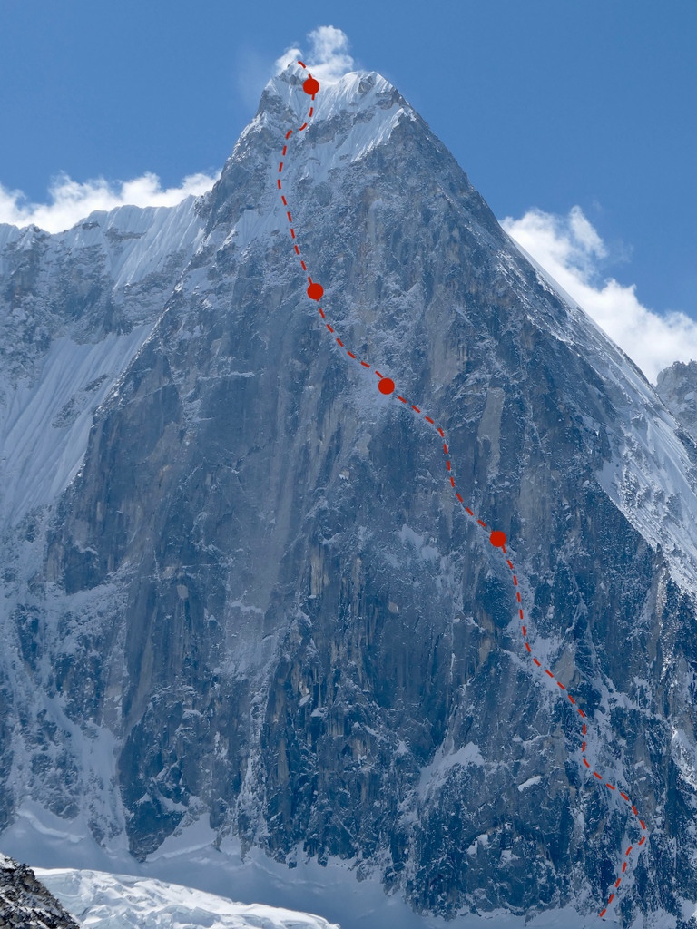 MTNEQUIPMENT's tweet photo. Exciting news from Paul Ramsden and Tim Miller, who have just climbed a major new route in the Jugal Himal region of Nepal.
The route, 'The Phantom Line (ED+)', takes a striking line up a 1200m high granite face of an unclimbed and unnamed 6563m peak.
Full story to follow. https://t.co/iqf6nDDFwY