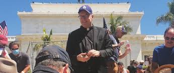 HumbleCath's tweet photo. @FrDarinSchmidt But that same bishop did show up to protect the St. Junipero Serra statue and defended his actions. https://t.co/W5L8ZXOtSV