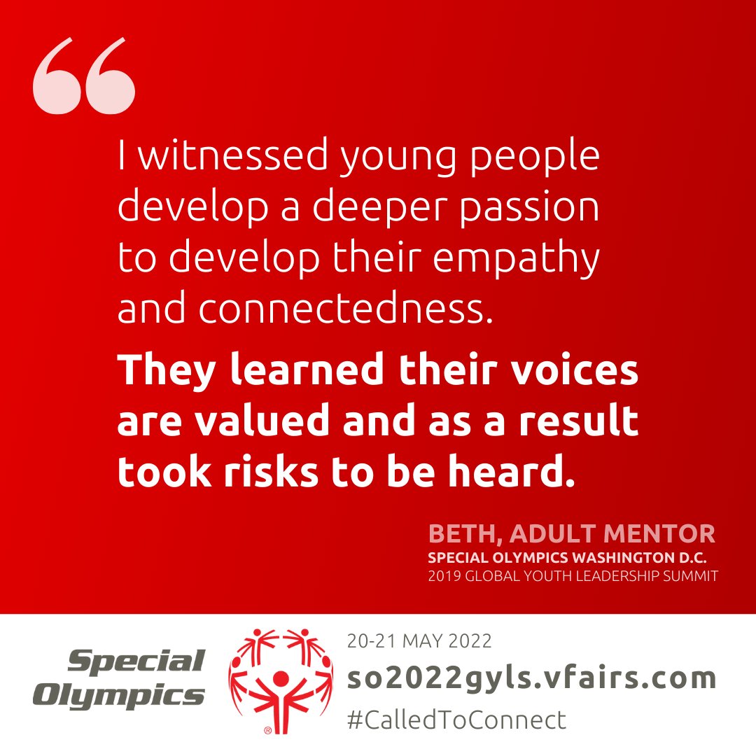 SONorthAmerica's tweet photo. Next week, @SpecialOlympics will bring together hundreds of young people to promote inclusion across the globe! Register now at https://t.co/fH8Rw9KGSB to be part of the first ever VIRTUAL Global Youth Leadership Summit! #CalledToConnect #unifiedgeneration https://t.co/NZes59JHIx