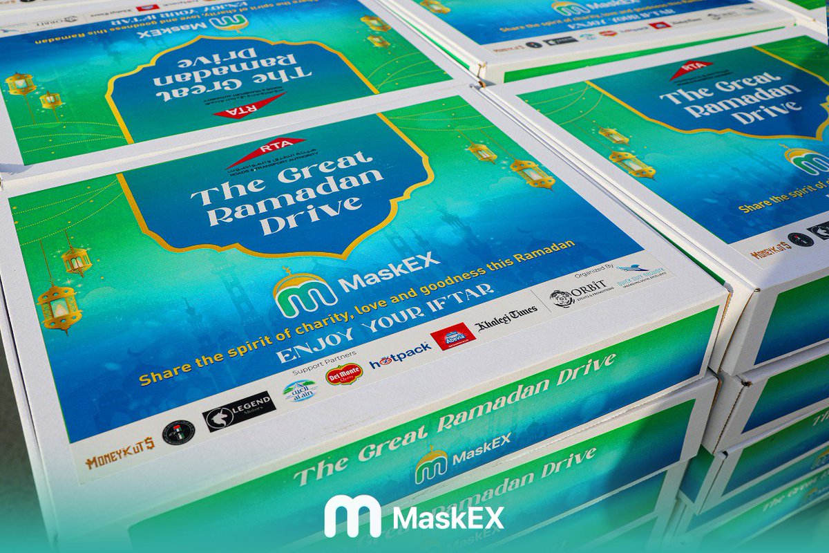 MaskEXGlobal's tweet photo. Yes, the concept of #Crypto is individual-focused, but the key to success will stay community 🌙 With MaskEX's sponsorship and help to the initiative of Dubai's @rta_dubai , 2000 drivers have got boxes of goodness to celebrate the spirit of #Ramadan  🤩

#MaskEX #MaskEXWallet https://t.co/Iayk6yzd8S