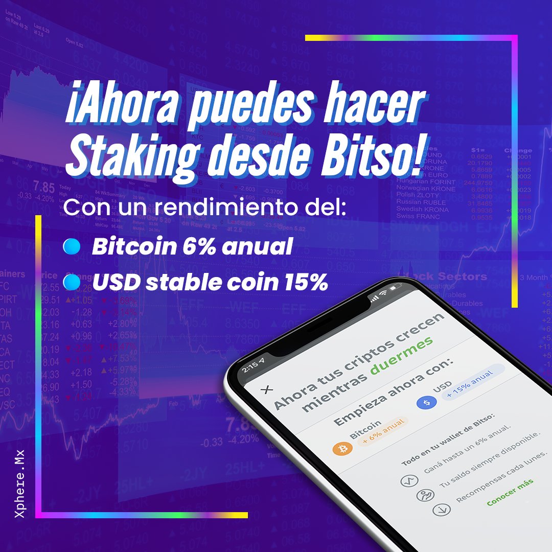 Xphere_mx's tweet photo. Ahora #Bitso a decidido implementar el staking desde su plataforma, dando incentivo al validar transacciones para recibir una recompensa.
Esta recompensa sera otorgada por semana.
¿Tú ya comenzaste a realizar staking?
#Criptonew #cripto #bitcoin #usd #bitso #staking https://t.co/2ristX3hQO