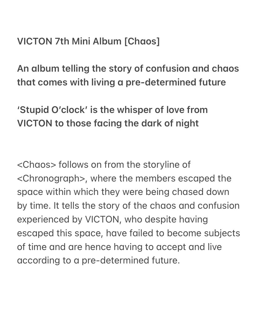 snoorise's tweet photo. [ENG] about #VICTON’s 7th mini album 
— #Chaos ✨🤯

@VICTON1109 @NewWorld_VICTON 
#VICTON #빅톤 #Chaos #VICTONisComing https://t.co/crriAv3PGR
