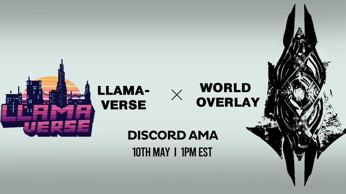 World Overlay Studios (@worldoverlay) on Twitter photo 🌎 World Overlay x Llamaverse 🦙
Join us for an AMA🎙️ hosted by <a href="/Llamaverse_/">Llamaverse</a> in their Discord server: discord.gg/llamaverse
Giving away 1x Tier 1 WL on this post:
1⃣ Like & RT
2⃣ Tag friends
WL spots will also be given out during the AMA session! 🌎 World Overlay x Llamaverse 🦙
Join us for an AMA🎙️ hosted by <a href="/Llamaverse_/">Llamaverse</a> in their Discord server: discord.gg/llamaverse
Giving away 1x Tier 1 WL on this post:
1⃣ Like & RT
2⃣ Tag friends
WL spots will also be given out during the AMA session!