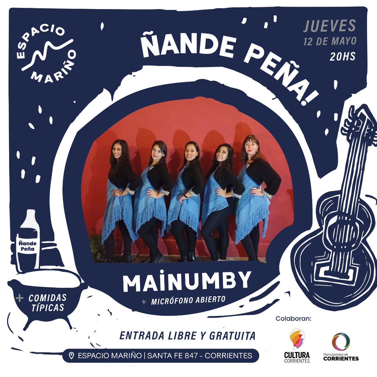 Mondiolin's tweet photo. Ñande Peña.
Jueves 12 de mayo 20 hs.

#Mainumby  Espacio Mariño #Corrientes https://t.co/QubFlM6LQl