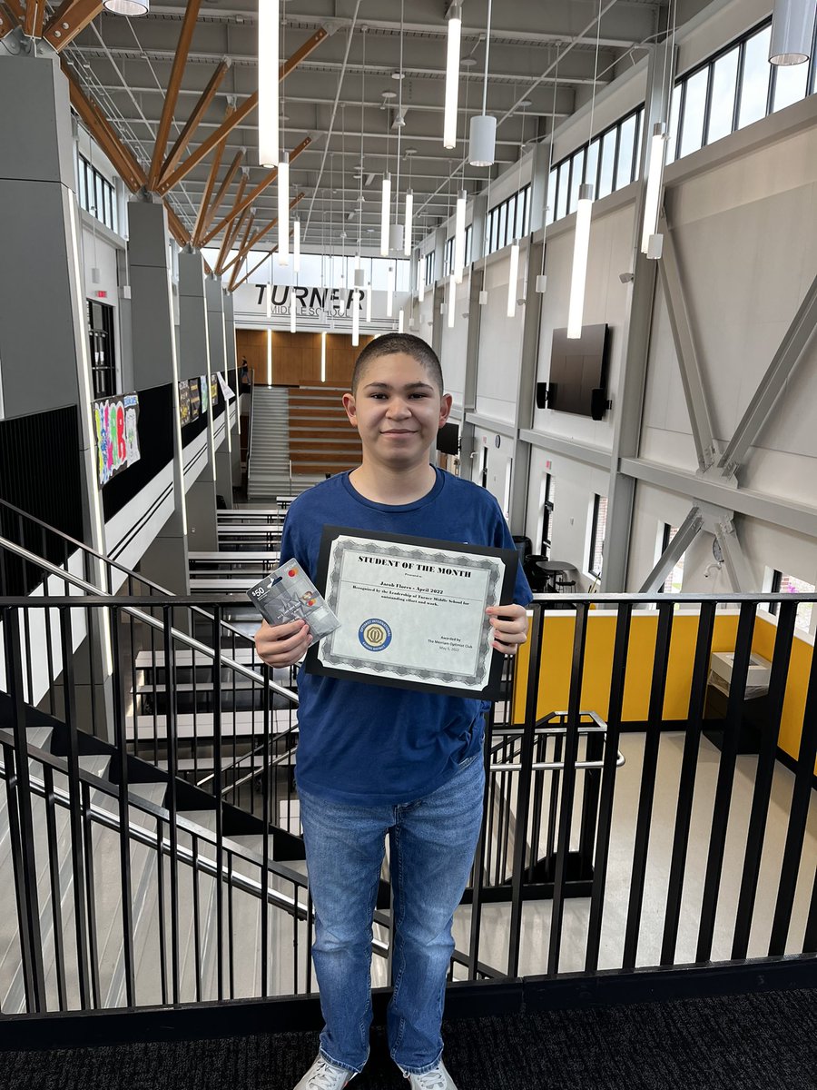 TMSbearsKS's tweet image. Congratulations to Jacob our April Student of the Month. #TMScometogether #TurnerFamily