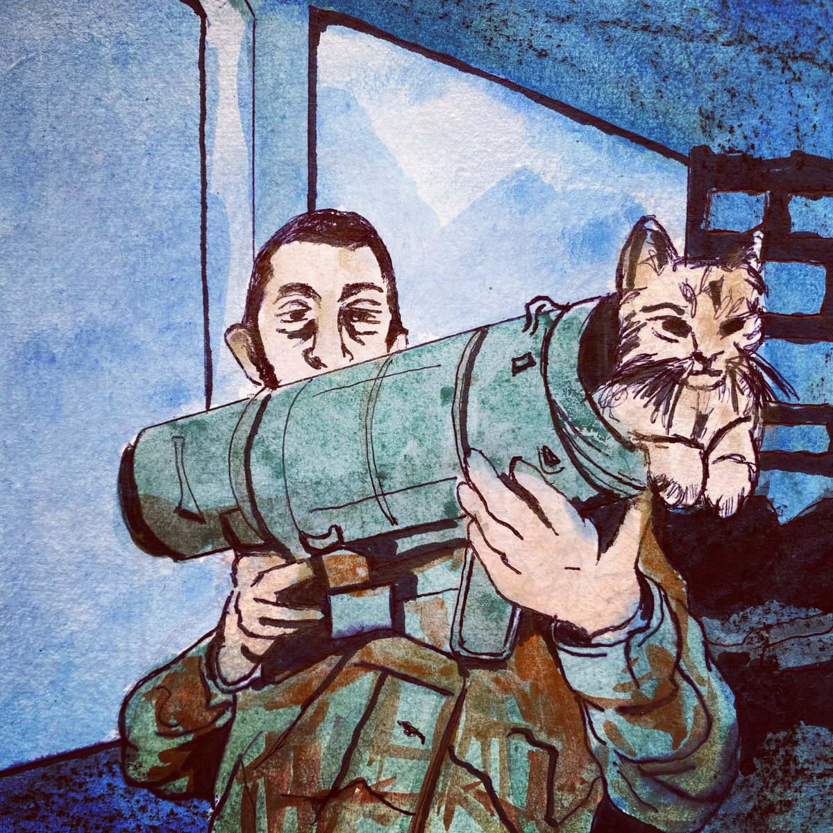 oranje_1979's tweet photo. Ukraine 🇺🇦 soldier offering a cat 🐈 transport carrier #UkraineWar #UkraineInvasion #ukrainecat https://t.co/6LjzJQ0Ewx