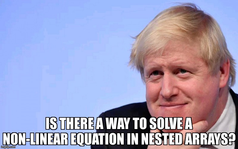overflow_meme's tweet image. Is there a way to solve a non-linear equation in nested arrays? stackoverflow.com/questions/7217… #nonlinearequation #python #multidimensionalarray