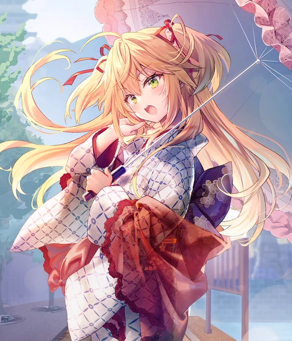 【アズールレーン】アドミラル・ヒッパー「温泉街のひだまりにて」を描かせていただきました!
阿波藍コラボでの着せ替え衣装になります。
先日から実装されておりますので、どうぞお楽しみいただけたら嬉しいです✨ 