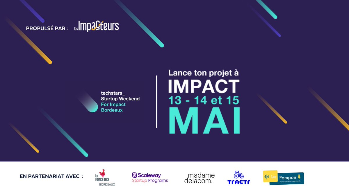 🚨 Le #StartupWeekend #Bordeaux c'est cette semaine ! 😱

C'est le moment de prendre ta place 🔥

Viens retourner l'entrepreneuriat bordelais avec nous les 14 et 15 mai ! 💥

Prends ta place 👉 bit.ly/swbx2022