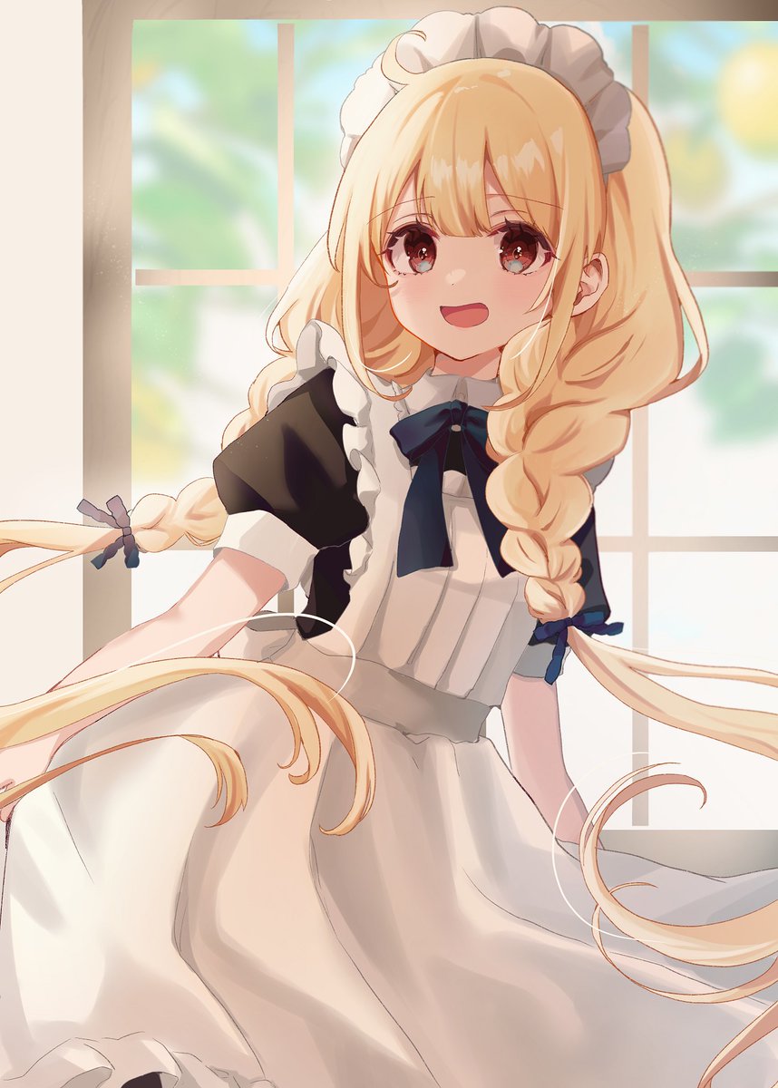 futaba anzu 1girl maid solo maid headdress blonde hair enmaided long hair  illustration images