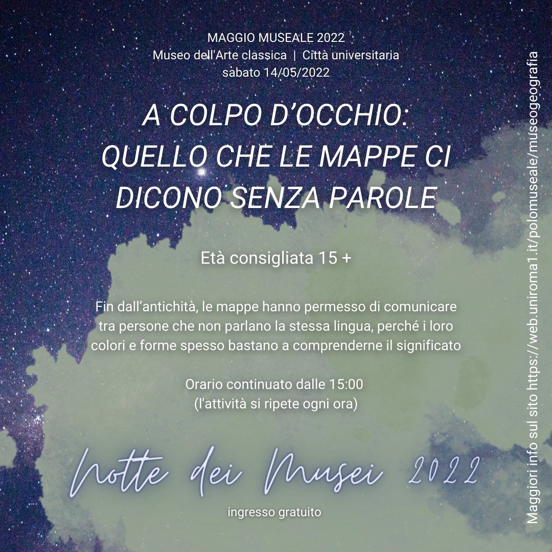 Scopriamo insieme uno strumento utile per comunicare senza... parole! L'appuntamento è alla Notte dei Musei 2022 presso Sapienza!

🔥Info al sito web.uniroma1.it/polomuseale/ma…

#nottedeimusei2022 #maggiomuseale #geografia #geography #musei <a href="/sapienzaroma/">Sapienza Università di Roma</a> <a href="/museisapienza/">Musei Sapienza</a>