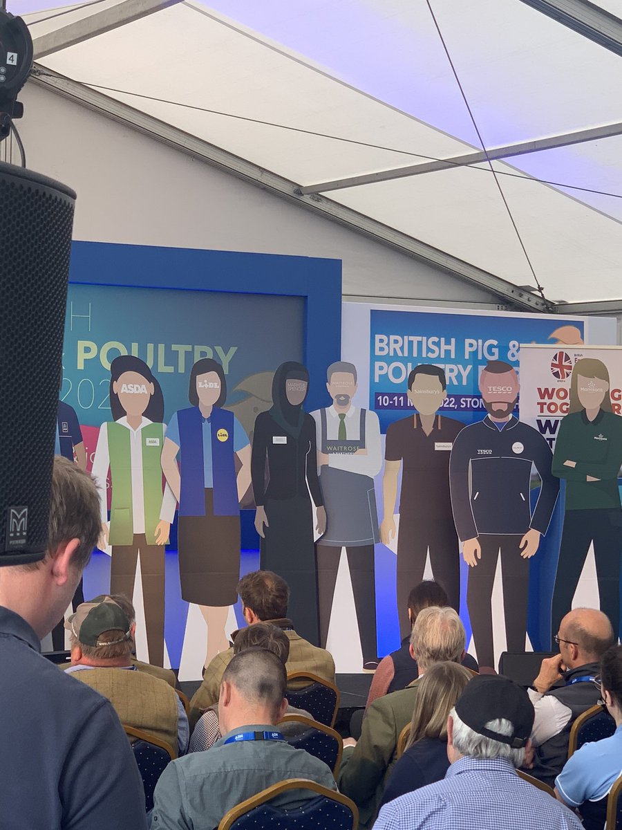 At a “crisis summit” for egg producers about sky high freed costs at British Pig &amp; Poultry Fair. All supermarkets invited to attend. No one here. So meet the cardboard supermarkets!
