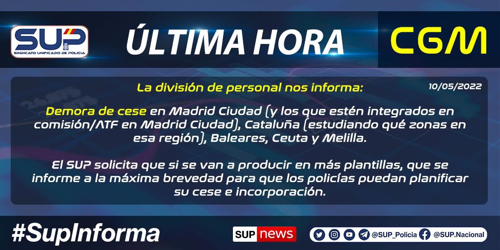 Sup_Policia's tweet photo. Novedades de #ÚltimaHora para los #CGM de Subinspección y Básica https://t.co/rdKLC6sfET