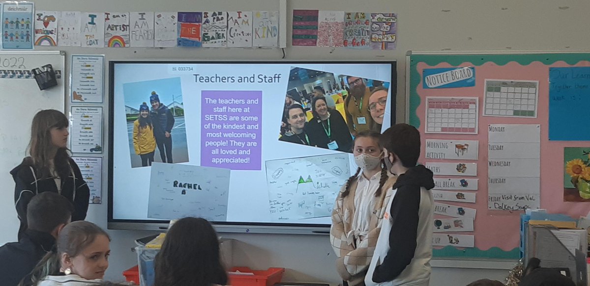 A great big well done to 1st years Millie, Sam, Alexey, Ciara &amp; Jack, who visited <a href="/StepasideETNS/">Stepaside ETNS</a> this morning who spoke about all things secondary school, including extracurriculars, teachers, and classes!

Well done for being such excellent ambassadors for the school! 🦒⭐️