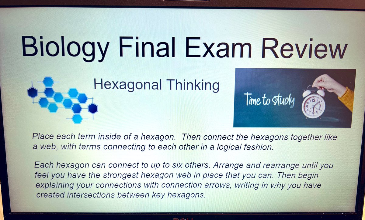 TFY77's tweet photo. Tried hexagonal thinking for the first time with my students as a bio final exam review. It was great to see the various ways students could relate concepts to demonstrate understanding &amp; show where holes still exist. #hexagonalthinking #formativeassessment https://t.co/uhEAp4hJmR