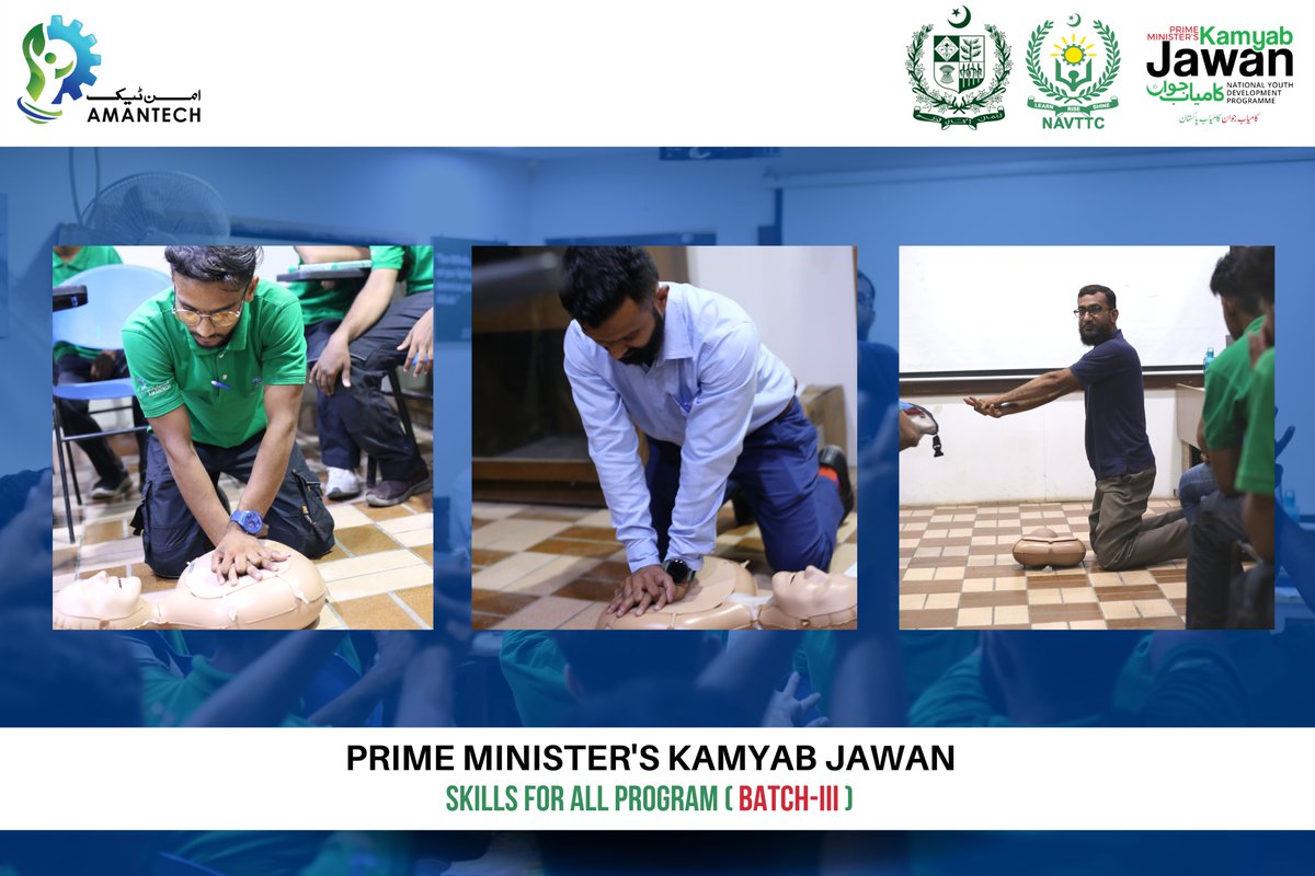AmanTechAIVT's tweet photo. Team of Pakistan Life Savers Program conducted a CPRย training session at AMANTECHย for Batch iii of the Prime Minister's Skills for All Program.
#AMANTECH @NavttcP #GOP @KamyabJawanPK
#Classes #motivation #VocationalTraining #Automobile #Students #Education #Karachi https://t.co/bsUMVZmNuC