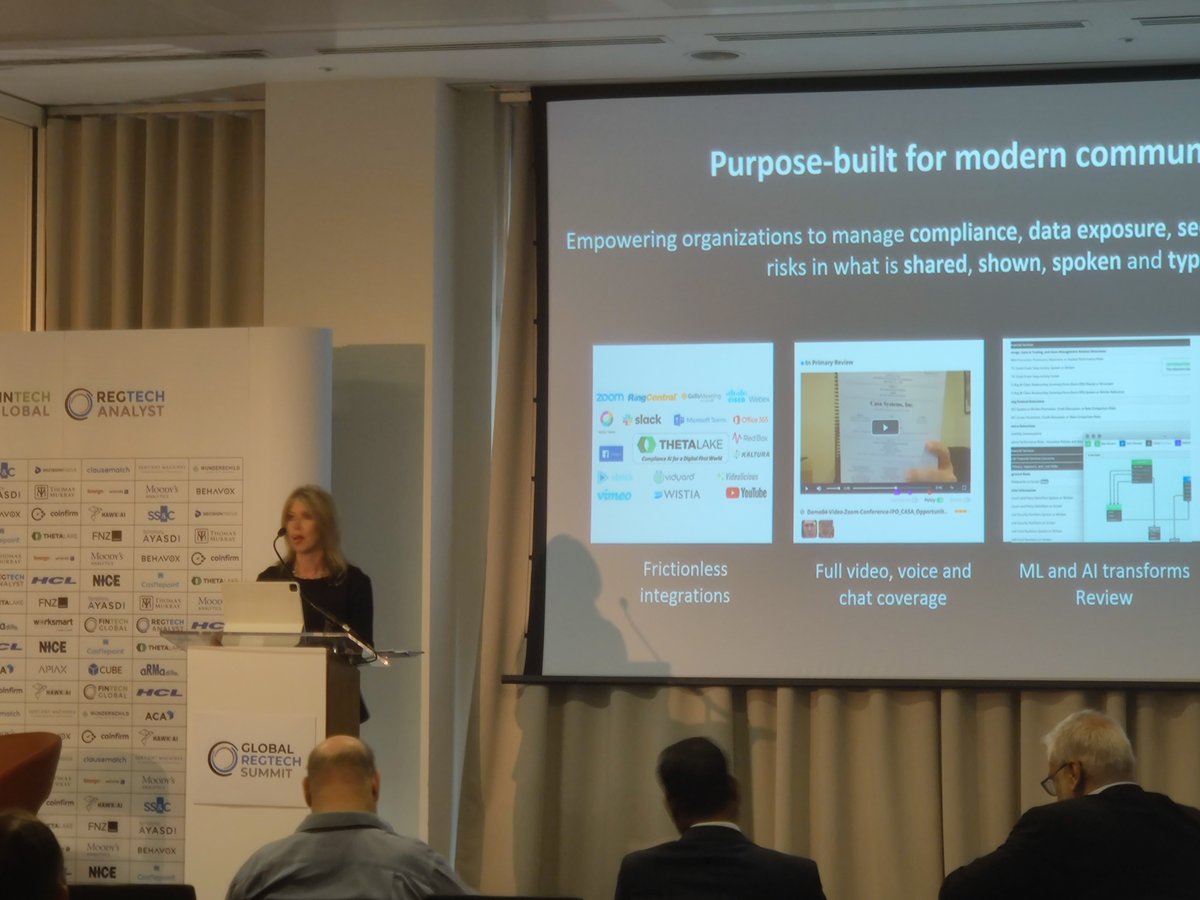 Our next presentation on the main stage, by Stacey English of Theta Lake, focuses on Communication in a Post-Pandemic World.

Find the agenda here: bit.ly/3yrqxOr

#RegTech #FinTech #GRTS22