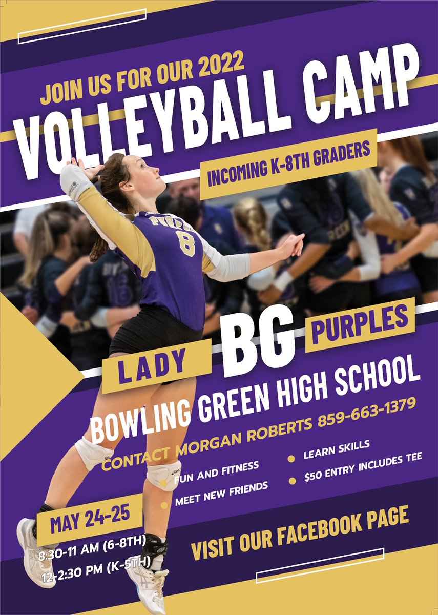 mrskellynsharp's tweet photo. Our Itty Bitty Purples Camp is filling up fast, but there is still time to enroll your K-8th grader for two fun filled days of volleyball and friendship. Work out with our Region Champion Lady Purples on May 24-25. https://t.co/cL8kr2tpsH