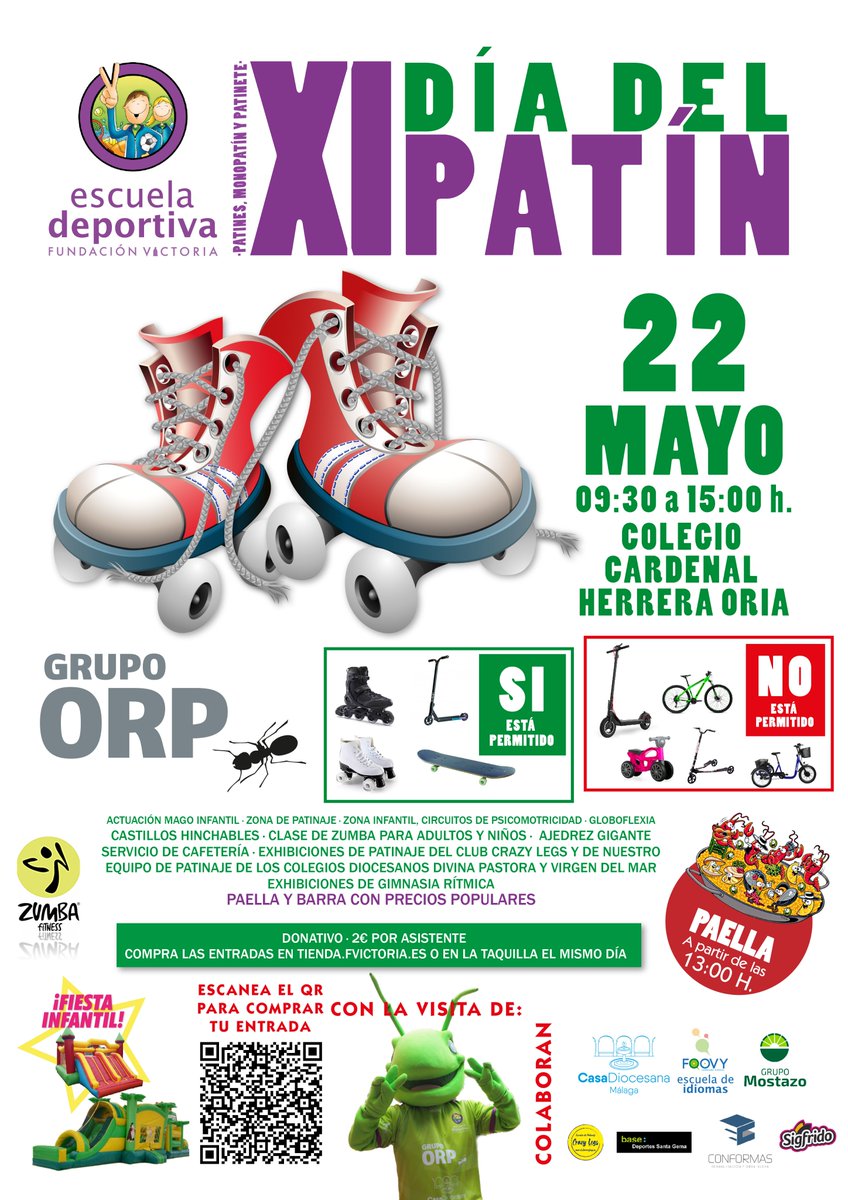 ED_FundacionSMV's tweet photo. 📣 #Evento | ¿Quieres ver una exhibición de patinaje de unos auténticos profesionales? ¡El @ClubCrazyLegs estará en el #DíaPatínFV 🛼!

📅 Domingo 22 de mayo
📍 #ColegioDiocesano Cardenal Herrera Oria

ℹ  https://t.co/J7UcdfN4QC

#SomosEscuelaDeportiva https://t.co/0XFcQGiMih