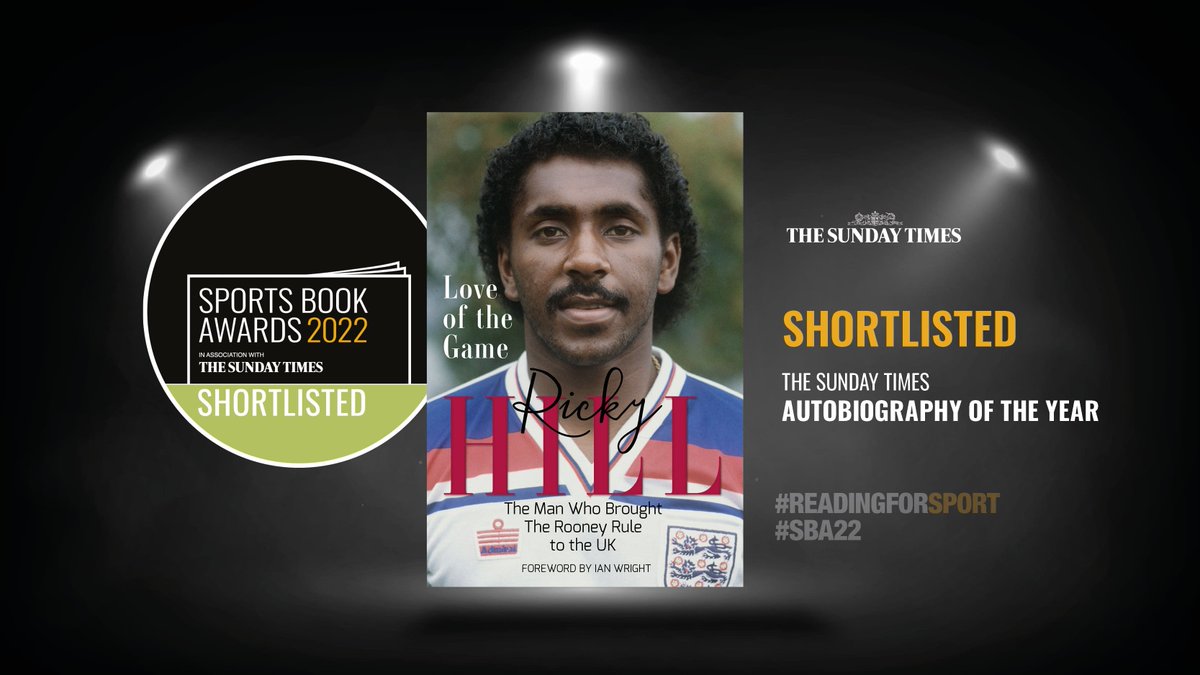 So happy for <a href="/rickyahill/">Ricky Hill</a> on being shortlisted for <a href="/sportsbookaward/">The Charles Tyrwhitt Sports Book Awards</a>. His story, his legacy. Would be grateful for your vote, thankyou 🙏 
bit.ly/39R6Oh5