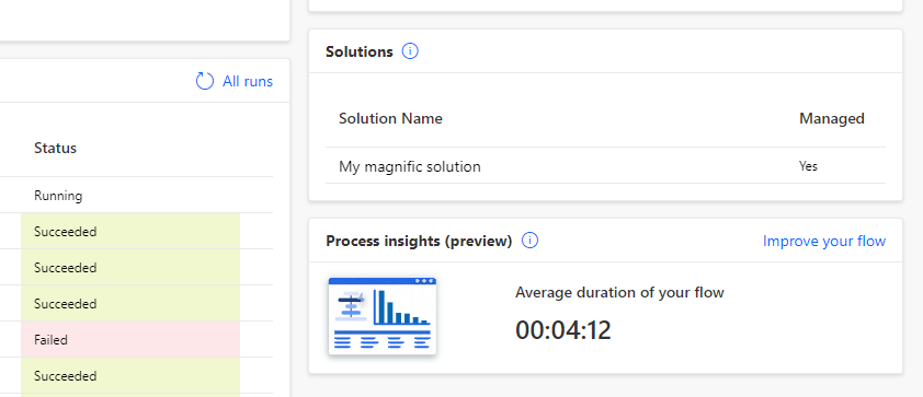 TomaszPoszytek's tweet photo. I feel #MSBuild is coming😊
Just spotted two changes when looking at the #cloudflow details page:
1️⃣ info about its references in solution(s)
2️⃣ process' insights using #MSProcessAdvisor.
If only it was able to show insights from #desktopflow which now is just a black box 😁😅 https://t.co/5oqwlJ1tb3