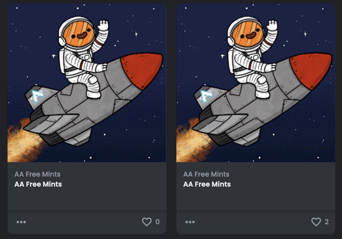 AlphaAstronauts's tweet photo. #NFT airdrops for a free mint from our upcoming ETH project have been sent! 

Check your #opensea hidden folder if you can’t see it straight away 👀

THANK YOU!

LFG! 🔥🔥🚀 https://t.co/2NMzxKWjOS