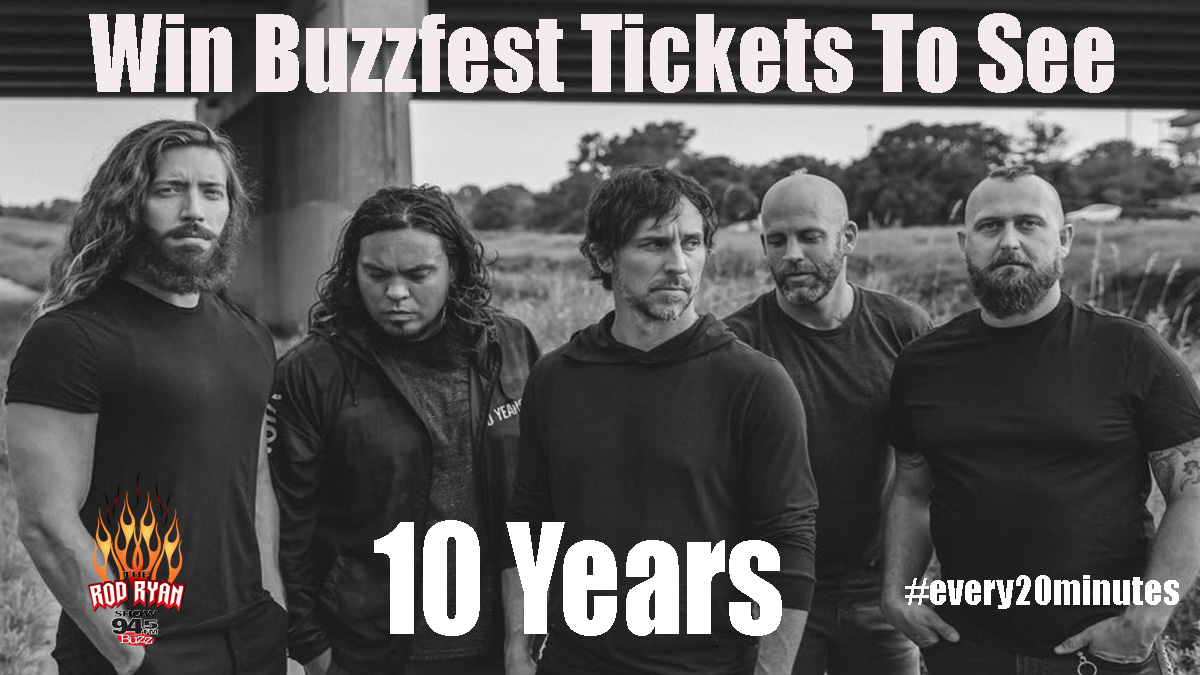 rodryanshow's tweet photo. Win a pair of #buzzfest tickets with @945thebuzz and #rodryanshow. To qualify retweet this tweet and tag @10years. The winner will be selected at 7:00 am. #every20minutes https://t.co/VKP0XkDisL
