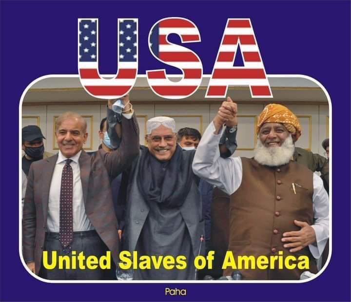 TeamiPians's tweet photo. This is the final battle between 🇵🇰 sovereignty VS United Slaves of America.
If Pakistan wins this battle then we will live the rest of our life independently but if Mafia wins then we will stay slaves forever.

#مریم_غدار_کو_گرفتار_کرو
#امپورٹڈ__حکومت__نامنظور
#PTIRaabtaApp https://t.co/o0CzWfSKbR