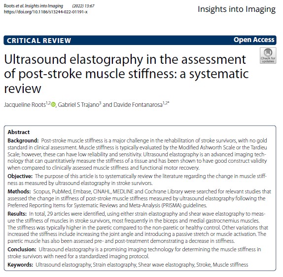 JacquiRoots's tweet photo. #Ultrasound elastography to assess muscle stiffness in the post-stroke population has overt clinical applications. The #stroke affected muscles often show an increased stiffness on #StrainElastography and #ShearWaveElastography. 
Read about other factors: https://t.co/UkWYZWJEZY https://t.co/gWyy83PWG2