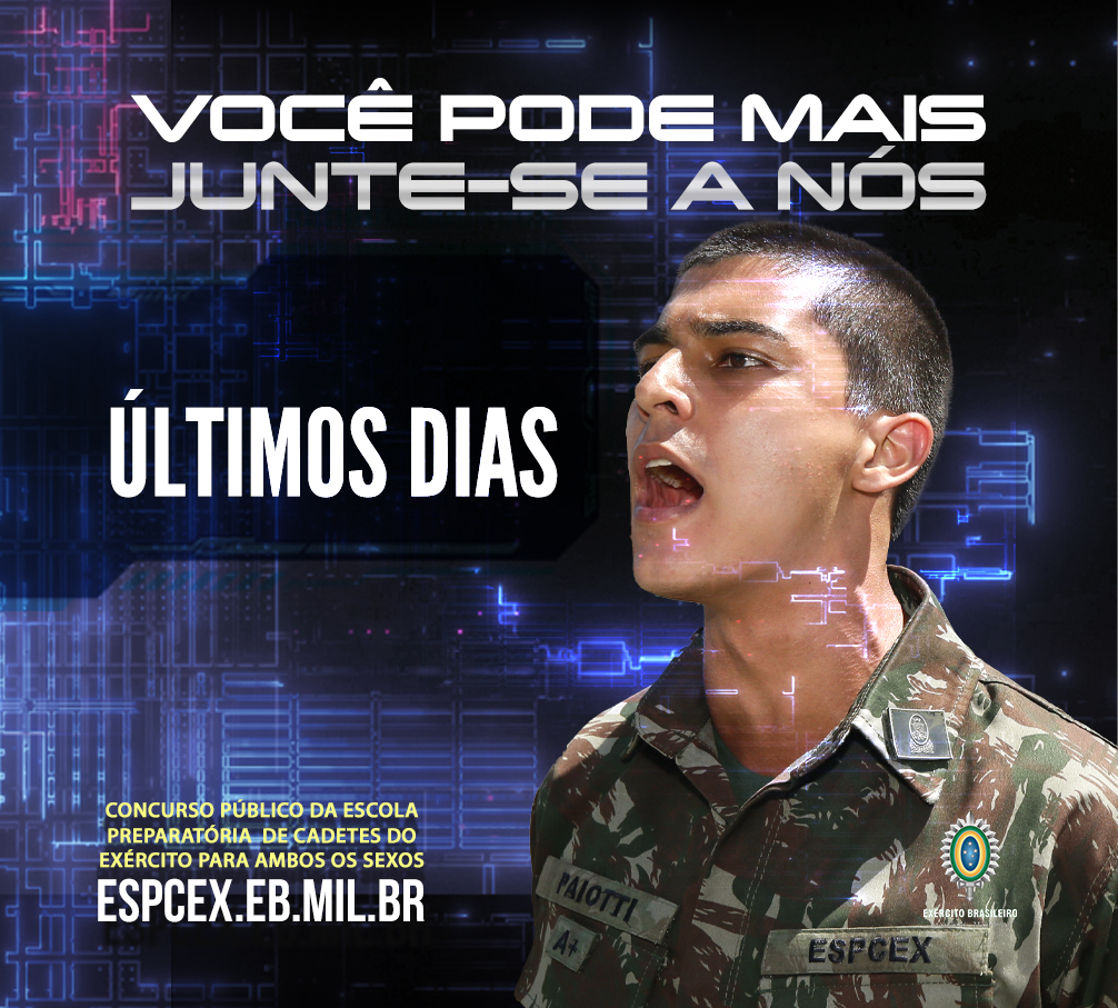 Exército Brasileiro 🇧🇷 on X: Últimos dias para você realizar as  inscrições para o concurso da Escola Preparatória de Cadetes do Exército  (EsPCEx). Não perca o prazo! Acesse:   #ConcursoExército #EsPCEx2022 #concursopublico #