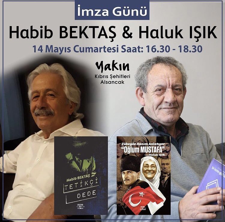 14 Mayıs Cumartesi günü saat 16.30 ile 18.30 arasında; yazarımız Habib Bektaş ve yazarımız Haluk Işık - İzmir Yakın Kitabevinde- okurlarıyla buluşacak ⭐️