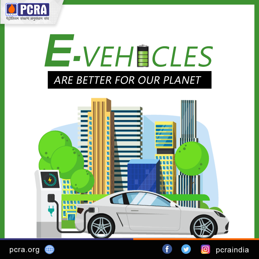 pcraindia's tweet photo. E-vehicles offer many benefits to individuals and businesses alike. But, the biggest benefit is a greener environment and reduced pollution.
#PCRA #ConserveFuture @HardeepSPuri @Rameswar_Teli https://t.co/NuBbLqZNQB