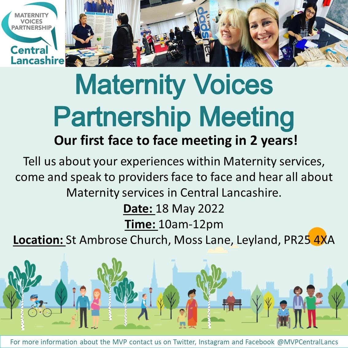 Central Lancashire NHS (@nhscentrallancs) on Twitter photo 💬 We want to hear about YOUR experiences within Maternity services.
Come along to our first face to face <a href="/MVPCentralLancs/">MVP Central Lancs</a> meeting in two years!
📍 Taking place on Wednesday 18 May 2022 from 10am-12pm at St Ambrose Church, Leyland.
👶 Children and babies are welcomed too! 💬 We want to hear about YOUR experiences within Maternity services.
Come along to our first face to face <a href="/MVPCentralLancs/">MVP Central Lancs</a> meeting in two years!
📍 Taking place on Wednesday 18 May 2022 from 10am-12pm at St Ambrose Church, Leyland.
👶 Children and babies are welcomed too!