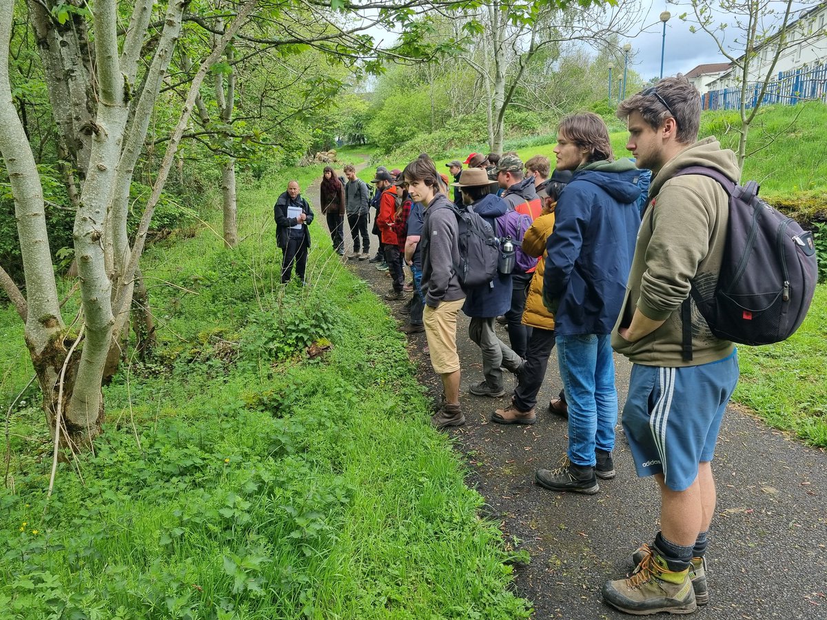 DrClaireHolt's tweet photo. Day 4 NSF study tour. How important are green spaces in urban areas? First year students went to Castlemilk Glasgow to meet with Community Woodland Officer Stuart Whittaker and Clair Malpas from Cassiltoun Housing Association to find out. @CumbriaUni @UoCNSF @CassiltounHA https://t.co/4uwnGC71Ij