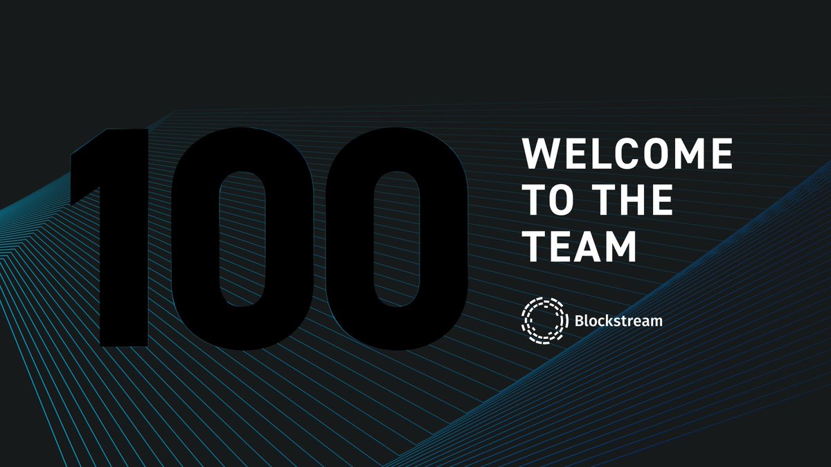 Blockstream's tweet photo. Blockstream just passed over 100 employees!

It’s been wild ride since our founding in 2014 but we’re excited to still be on the cutting edge of developing empowering technology built on #Bitcoin  

Follow @BlockstreamHire to find out about open roles. https://t.co/u2dVSyXbbQ