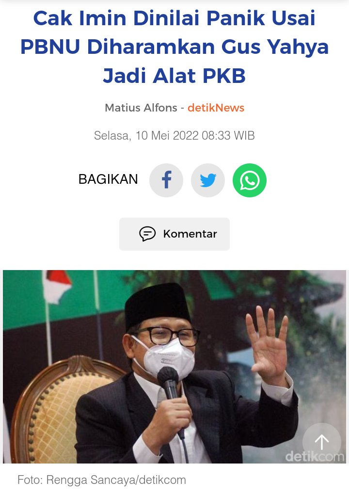 Bagaimana ga panik, wong gara-gara pernyataannya yang tidak menganggap penting Gus Yahya sebagai Ketum PBNU bakalan panjang..

Tapi saya maklum kalau Imin merasa jumawa, bukan apa-apa, Imin dah merasa hebat karena bisa singkirkan Gus Dur di PKB..